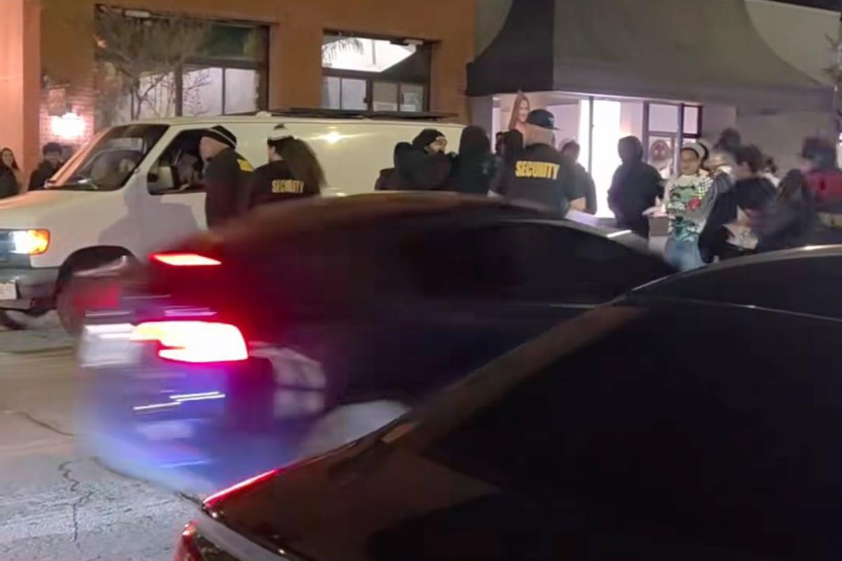 A Californian Tesla driver swoops into the crowd outside the Redlands The Underground bar