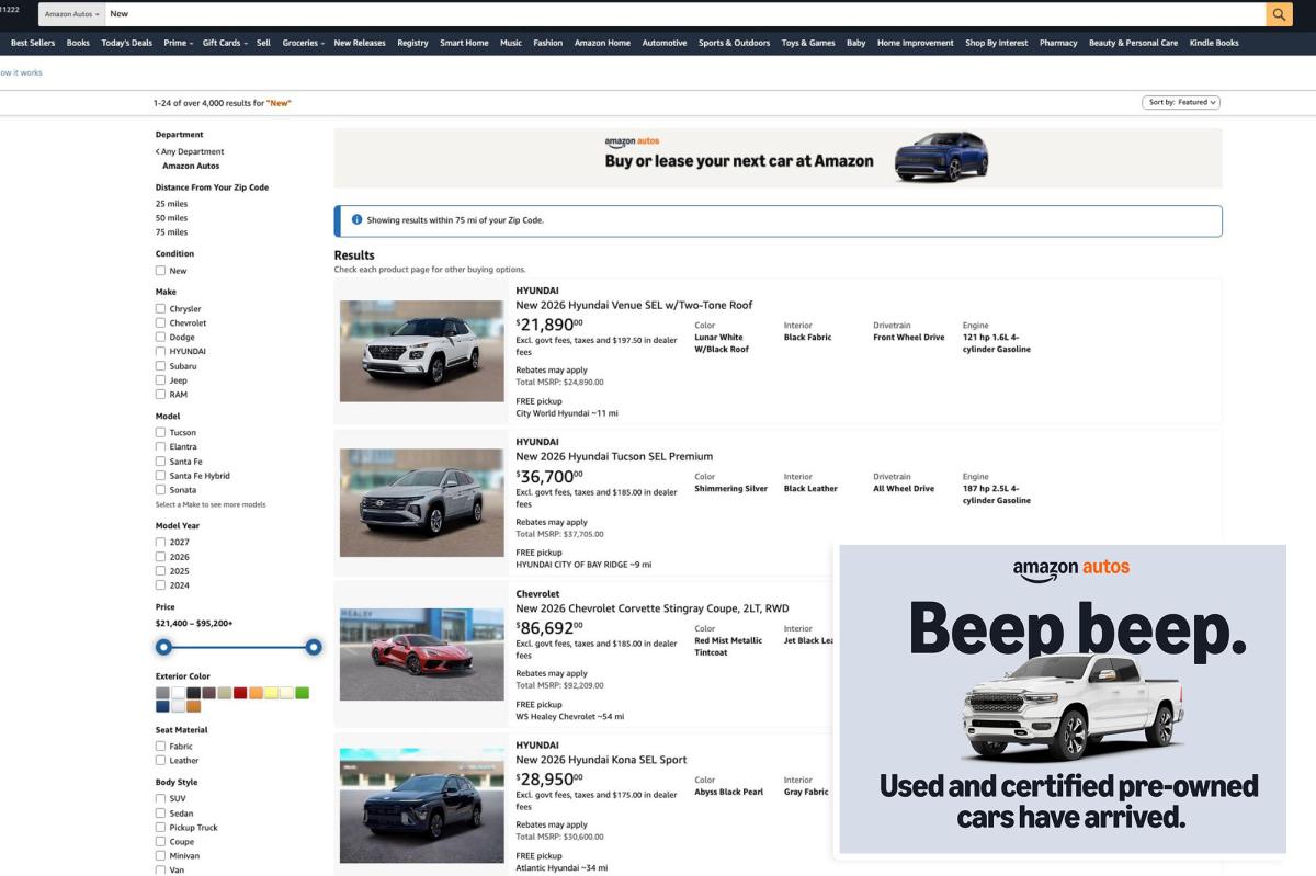 Amazon expands its auto dealership program